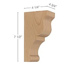 7-1/2" x 4-1/4" x 4-3/4" Transitional Small Bar Bracket Corbel