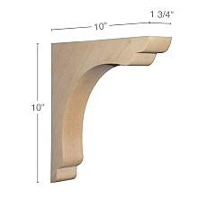 10" x 10" x 1-3/4" Shaker Overhang Bar Bracket Corbel