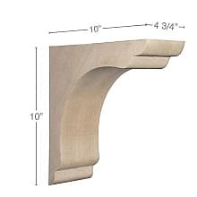 10" x 10" x 4-3/4" Shaker Overhang Bracket Corbel