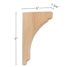 9" x 5" x 1-3/4" Shaker Small Bar Bracket Corbel