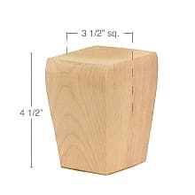 4-1/2" x 3-1/2" x 3-1/2" Shaker Tall Bun Foot