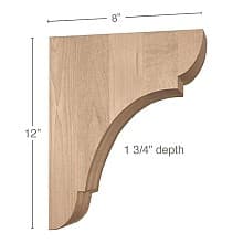 12" x 8" x 1-3/4" Classic Large Bar Bracket Corbel