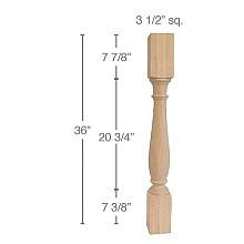 36" x 3-1/2" x 3-1/2" Classic Traditional Island Column