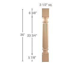 36" x 3-1/2" x 3-1/2" Classic Reed Island Column