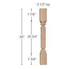 36" x 3-1/2" x 3-1/2" Classic Rope Island Column