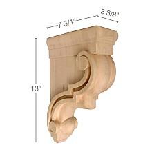 13" x 7-3/4" x 33/8" Bar Bracket Traditional Corbel