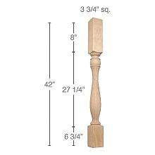 42" x 3-3/4" x 3-3/4" Traditional Fluted Bar Column