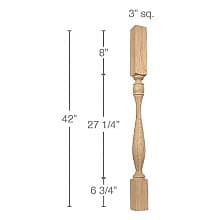 42" x 3" x 3" Traditional Fluted Bar Column