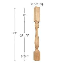 42" x 3-1/2" x 3-1/2" Traditional Fluted Bar Column