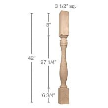 42" x 3-1/2" x 3-1/2" Traditional Bar Column