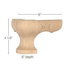 6" x 6" x 4-1/2" Corner Round Face Wood Pedestal Foot