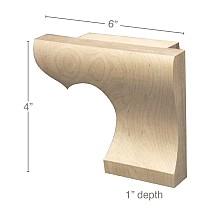 6" x 1" x 4-1/2" Right Straight Edge Wood Pedestal Foot