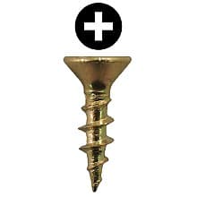 #8 x 5/8" Flat Head Hardware Screws, Phillips Drive Coarse Thread and Sharp Point, Bright Brass, Box of Hundred by Quickscrews