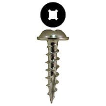 Quickscrews Round Washer Head Compact Hinge Screws, Square/Phillips Drive Coarse Thread and Type 17 Auger Point