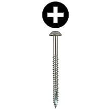 Quickscrews Round Washer Head Installation Screws, Phillips Drive Hi-Low Thread and Sharp Point