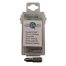 #2 x 1" Phillips Drive Insert Bit (10/Box)