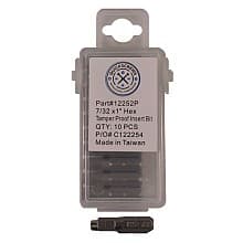 1" Hex Tamper Proof Drive Insert Bit, 7/32" Shank (10/Box)