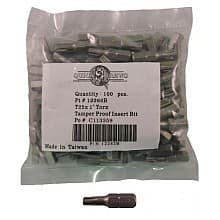 T27 x 1" Torx Tamper Proof Drive Insert Bit (100/Pack)
