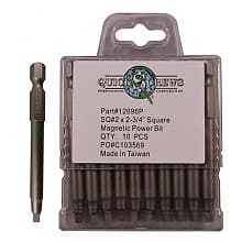 #2 x 2-3/4" Square Drive Magnetic Power Bit (10/Box)