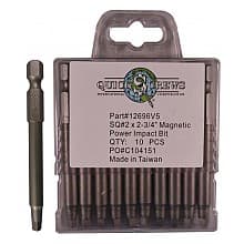 #2 x 2-3/4" Square Drive Magnetic Power Impact Bit (10/Pack)