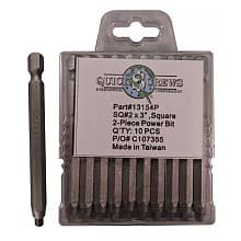 #2 x 3" 2-Piece Square Drive Power Bit (10/Box)