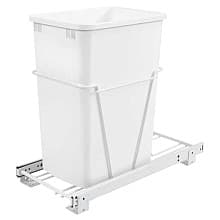 Single 30 QT Door-Mount Waste Container Pullout, White