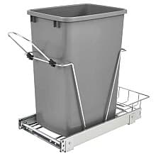 Single 35 QT Bottom-Mount Waste Container Pullout with Rear Basket