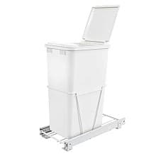 Single 50 QT Bottom-Mount Waste Container Pullout, 3/4 Extension, White