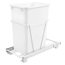 Single 35 QT Bottom-Mount Waste Container Pullout with Lid, White