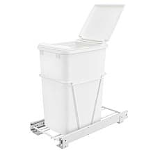 Single 35 QT Bottom-Mount Waste Container Pullout, Full-Extension, White