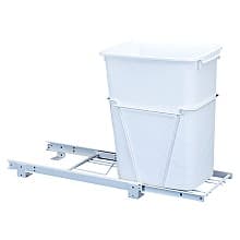 Single 35 QT Bottom-Mount Waste Container Pullout for 10-3/4" Cabinet Opening, White