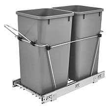 Double 27 QT Bottom-Mount Waste Container Pullout, Full-Extension