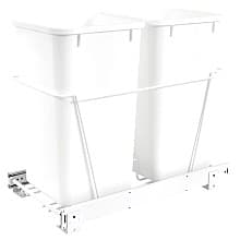 Double 27 QT Bottom-Mount Waste Container Pullout, Full-Extension, White