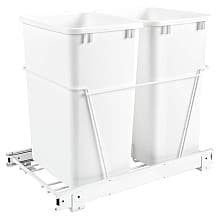 Double 35 QT Door-Mount Waste Container Pullout, Full-Extension, White