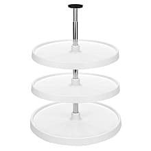 18" Full-Circle 3 Tray Lazy Susan, White, 38" - 46" Height