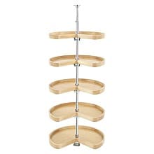 4465 24" Kidney 5 Tray Lazy Susan, Natural Maple