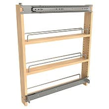 3" 3-Shelf Spice Rack Sidekick Pullout with Full-Extension Ball-Bearing Slide, Light Brown