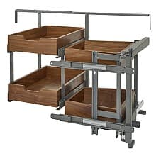 Right-Hand Blind Corner Cabinet Organizer with Soft-Closing for 17-1/2" Cabinet Opening, Walnut