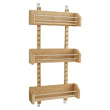 3-Tier Wood Door-Mount Adjustable Spice Rack, Chrome