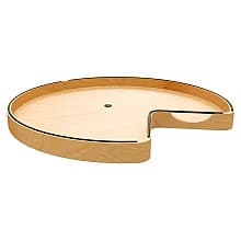 Craftsman Kidney Lazy Susan for Corner Base Cabinet with Swivel Bearing/Black Accent, Light Brown