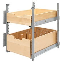 16-1/2" - 17-7/16" 2-Tier Pilaster Drawer System Set with BLUMOTION Soft-Closing, Wood