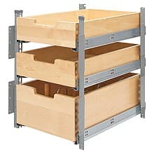 16-1/2" - 17-7/16" 3-Tier Pilaster Drawer System Set with BLUMOTION Soft-Closing, Wood