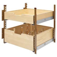 19-3/4" 2-Tier Pilaster Drawer System Set with BLUMOTION Soft-Closing for 24" Cabinet Opening, Wood