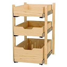 16" - 16"-1/2" 4PIL 3-Tier Pilaster System Kit with BLUM Soft-Close for 18" Drawer/Door Base, Light Brown