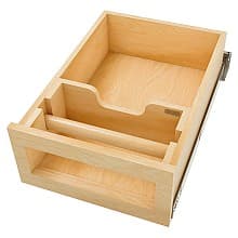 15" Paper Towel Drawer System with BLUM Soft-Close Slides for 18" Base Cabinets, Light Brown