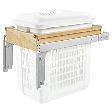 15" Wide Pull-Out Wood Hamper, White Finish