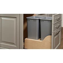 Double 32 QT Waste Container Pull-out with Movento Soft-Closing for 21" Cabinet Opening, Gray