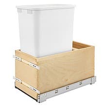 50 QT Bottom Mount Waste Container Pull-Out, Soft-Close, White