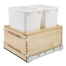 Double 35 QT Bottom Mount Waste Container Pullout, Soft-Closing for 17-1/2" Cabinet Opening, White