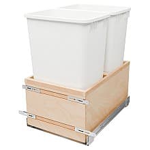 4VLWCSC Series Double 50 QT Bin Bottom Mount Waste Containers for 18" Cabinet, White
